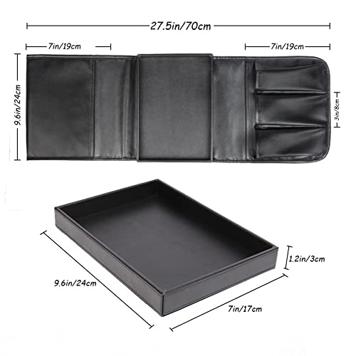 Couch Caddy, Armchair caddy with Detachable Tray, Non-Slip PU Leather Remote Control Holder for Recliner with 5 Pockets (Black) - color: Black