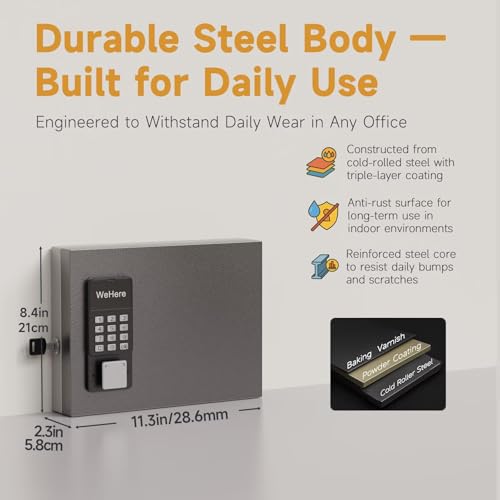 16 Key Lock Box Wall Mount, Smart Key Cabinet, use One Time Password,Fixed Code, Bluetooth, Wi-Fi Remote, Key Unlock, Security Lockbox Organizer for Valets, Hotel, Car, Office Key Management & Storage - size: 16 Key (Smart)