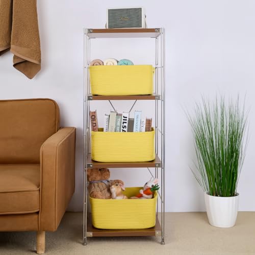 MiniArk Large Storage Baskets for Shelves, Closet Organizers Bins for Clothes Blanket Towels, Baby Nursery, Toy Baskets Box, Woven Rope Baskets, 17 x 13 x 7.5”, 2 Packs Yellow - color: Yellow, size: 2pcs-L17×W13×H7.5"