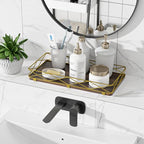 Lixple Toilet Paper Basket Holder, 13" Toilet Tank Tray, Wood and Metal Toilet Tray Vanity Organizer Bathroom Tray, Kitchen Sink Organizer for Soap Dispenser (Brown+Gold) - color: Brown+gold