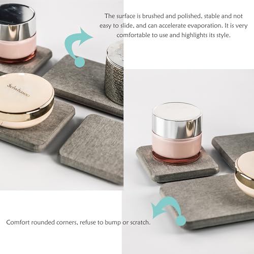 NiuYichee Set of 4 Water Absorbent Diatomite Coasters, Diatomaceous Earth Kitchen Soap Dish, Bathroom Trays, Water Absorbing Stone Used for Hand Soaps & Plants & Toiletries in The Modern Home - color: Set of 4 Grey