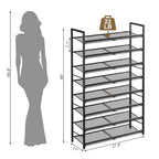 8 Tier Metal Shoe Rack, Tall Shoe Organizer Holds 32-40 Pairs, with Adjustable Flat or Angled Shelves, Shoe Storage Shelf for Closet, Entryway, Garage, Black - size: 8-Tier