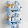 TAILI Shower Caddy Suction Cup 2 Pack, Heavy Duty Bathroom Organizer, Removable Shelves for Inside Shower, Shampoo, Waterproof Suction Plastic Storage for Bathroom Accessories Holder, Blue - style: 2 × Blue