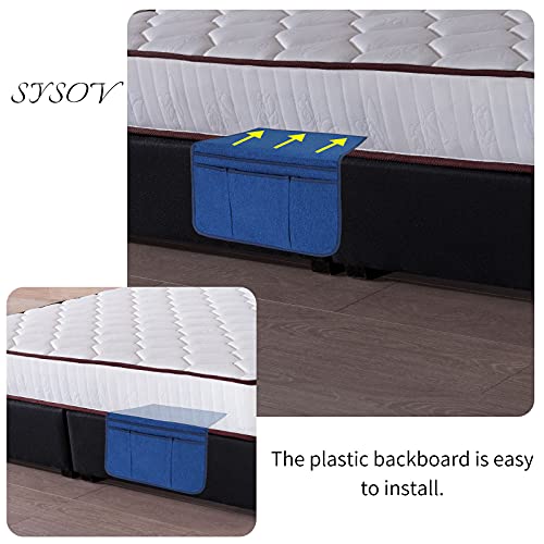 Bedside Caddy Bedside Storage Organizer Magazine Phone Tablet iPad Remote Holder, Organizer Caddy for Home College Dorm Bed, Sofa, Bunk Bed (Classic Blue) - color: Classic Blue