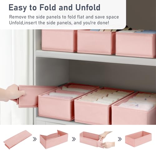 DIMJ Drawer Organizer - Clothes Storage Set of 3, Pink: Sock, Underwear, Bra, Tie, Belt Dividers - color: Pink, size: Set of 3