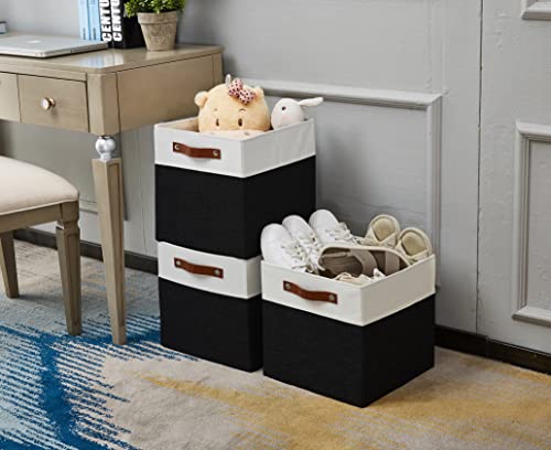 DECOMOMO Fabric Cube Storage Bins - Storage Baskets for Shelves, Cube Storage Organizer for Kallax and Cubbies (Black & White, 13 inch Cube) - 4 Pack - color: Black and White, size: Cube 13" /4pcs