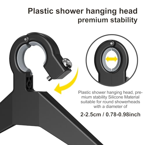 Orimade Adjustable Anti-slip Shower Caddy over Head, Rustproof Bathroom Hanging Shower Organizer with 2 Hooks for Razor, No Drilling Shower Shelves Storage Rack 2 Tier, Black - color: Black-2 Tier