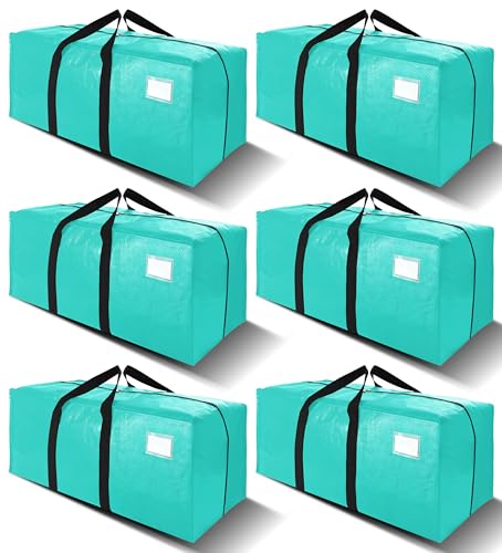 VELVETSURE 6 Pack Heavy Duty Large Moving Bags W/Backpack Straps - Strong Handles & Zippers, Storage Totes For Space Saving, Fold Flat, Alternative to Moving Box and Storage Bin, Aquamarine - color: Aquamarine, size: 24 Gal - 6 Pack