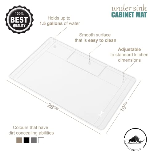 Original Under Sink Mat - Adjustable Silicone, Waterproof Vanity Mat - 28" x 19" or Smaller - color: White, size: 28" x 19"