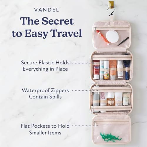 VANDEL Waterproof Hanging Toiletry Bag [TSA-Approved] Hanging Makeup Organizer Bag, Cosmetic Travel Bags for Women, Makeup Case Toiletries Organizer Hygiene Bathroom Shower Caddy - Sand - color: Sand