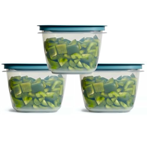 Rubber maid Storage Containers, Easy Find Lids, Teal, 7 cup, Flex & Seal, Leak Proof Lids, Food Storage Set, Clear Meal Prep Flex Containers, 3 Piece Bundle Set - size: 7 Cup
