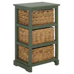 SAFAVIEH Home Collection – Halle Dusty Green 3-Drawer Basket Storage Side Table, Coastal Accent Design, Fully Assembled (AMH5738J) - color: Dusty Green