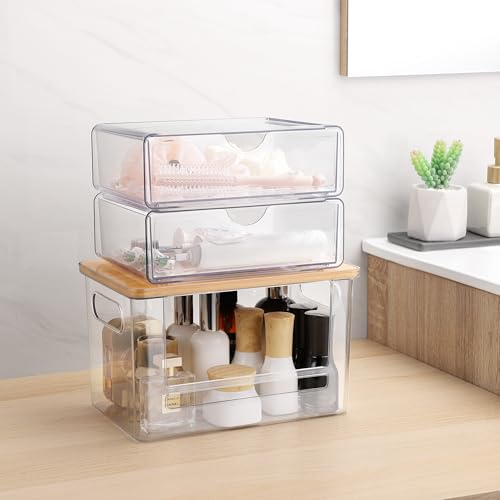 3Pcs Extra Large Laundry Room Organization and Storage, Stackable Storage Drawers, Trash Bag Holder Under Sink, Garbage Bag Dispenser Roll Holder for Vanity, Bathroom,Cabinet,Desk Organization - color: 3 Pack