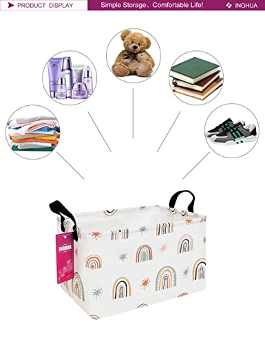 Rectangular Storage Basket Fabric Organizer Bin for Toys,Books,Clothes,Gifts,Pets-Perfect for Home,Office,Nursery,Dorm,Shelf(Rec-Star Rainbow ) - color: Rec-Star Rainbow