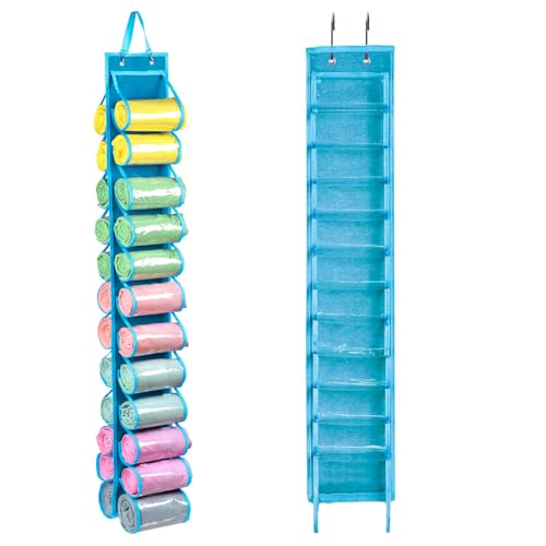 Legging Storage Bag Storage Hanger Can Holds 24 Leggings or Shirts Jeans Compartment Storage Hanger, Foldable Leggings Organizer Clothes Portable Closets Roll Holder (Blue) - color: Blue