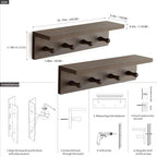 Entrance Coat Rack ，Coat Hooks, Wall-Mounted Wooden Hook Rack, Wall-Mounted Shelves are Very Suitable (Walnut Color Finish—A-2) - style: Walnut color finish—A-2