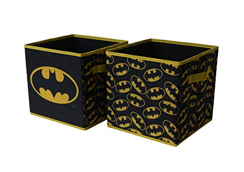 Batman Collapsible Storage Cubes – Set of 2 Foldable Fabric Bins for Kids – Organizer Boxes with Iconic Logo – Closet & Toy Storage – Black Superhero Cube Containers - color: Batman