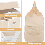 Simple Houseware Foldable Laundry Hamper Basket with Lid, Beige - color: Beige