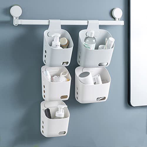 3 Pcs Hanging Shower Basket Caddy, Portable Walll Storage Organizer with Hooks for Bathroom Kithcen Dorm College, White - color: White, size: Large