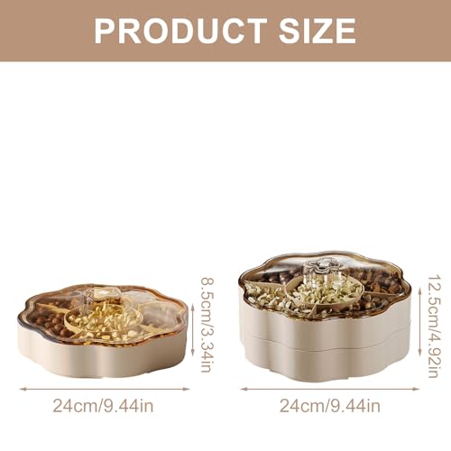 Candy Box Dry Fruit Container With Lid For Living Room 5 Compartments Snacks Organiser For Household Use - color: 2-tier, size: cream color