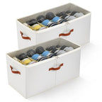 2-Pack Extra Large Shoe Organizer for Closet, Foldable Shoe Storage Container with Adjustable Dividers & Clear Lid, Holds Up to 18 Pairs, Space-Saving Shoe Boxes, White - size: Large