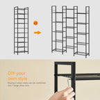 usikey 10 Tiers Narrow Shoe Rack 20-30 Pairs, Sturdy Metal Tall Shoe Rack Shelf with 4 Hooks, Slim Shoe Storage with Metal Shelf, Space Saving Vertical Shoe Organizer for Entryway Black UNYXJX018H - color: 10 Tier ( 17.9 X 11 X 69.2 Inches)-black