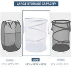 Seiritex Mesh Popup Laundry Hamper 115L Collapsible Laundry Basket Extra Large Capacity Foldable Clothing Storage Basket with Handles No Lid 26 H x 18 W x 18 L (White) - color: White-1