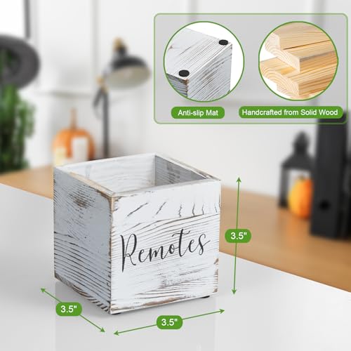 DRASTAR Remote Control Holder, Wood TV Remote Holder, Remote Storage Caddy, Remote Control Organizer (Retro White, 1 Slot) - color: Retro White, size: 1 Slot