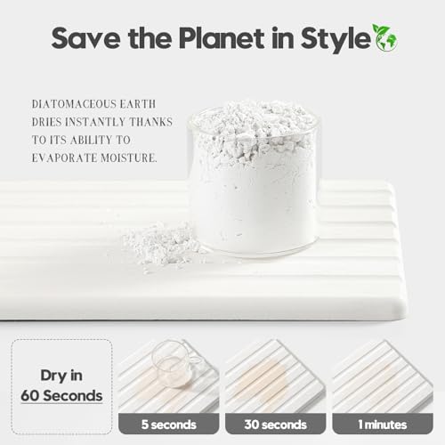 Razborci 2PCS Water Absorbing Stone Drying Tray Mat for Bathroom Sink & Kitchen Counter Organizer, Quick Dry Dish Soap Dispenser Sponge Holder, Vanity Sink Caddy, Drink Bar Coaster, White - 10"*6" - color: 2pack-10"x 6" - White
