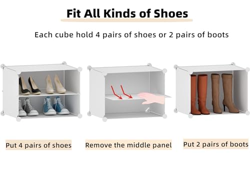 Shoe Rack Organizer, 24 Pair Shoe Storage Cabinet with Door Expandable Plastic Shoe Shelves for Closet,Entryway,Hallway,Bedroom,6 Tier - color: Transparent Door-white, size: 24 Pairs - 6 Tier