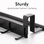 KES Over The Cabinet Door Towel Bar with Hooks, Kitchen Towel Holder with Hooks for Hanging Utensils, Over The Cabinet Door Organizer with Hook 2 Pack, Matte Black, Metal, KUR527-BK-P2