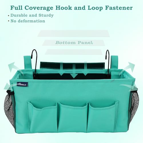 Surblue Bedside Organizer with Hook Hanging Storage Bag with Adjustable Strap and Water Bottle Holder for Home, College Dorm, Hospital Accessories, Crib Bed Rail, Green, 2PCS - color: 2Pcs Green