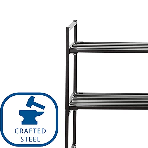 Seville Classics Sturdy Freestanding Storage Shelf for Bedroom, Closet, Entryway, Dorm Room Organizer, Stackable Durable Metal Shoe Rack, Espresso Slat, 2-Tier - color: Espresso Slat, size: 2-Tier