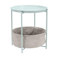 Amazon Basics Round Storage End Table, Side Table with Cloth Basket, Mint Green/Heather Gray, 18 in x 18 in x 19 in - color: Mint Green