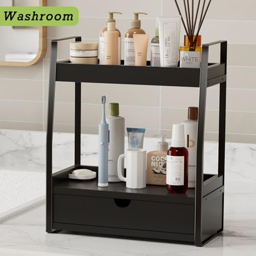 Boulphia 2-Tier Bathroom Organizer Countertop, Bathroom Sink Organizer Countertop, Vanity, Counter Shelf, Black - color: Black