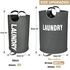 Maxsilan 160L XX-Large Laundry Basket, Freestanding Tall Clothes Hamper, Collapsible Laundry Bag, Dark Grey - color: Dark Grey, size: 160L