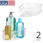 iDesign Plastic Suction Cup Corner Shower Basket for Bathroom Storage, Set of 2, Clear, Made in USA - style: Pack of 2