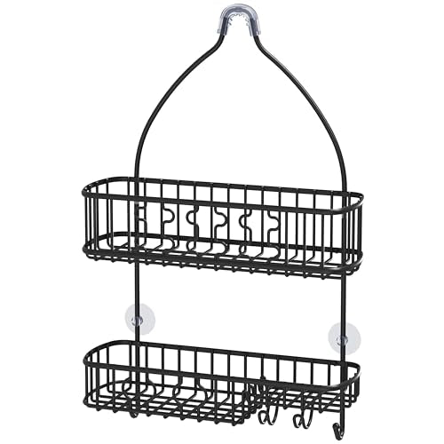 Simple Houseware Bathroom Hanging Shower Head Caddy Organizer, Black - color: Black, size: Large