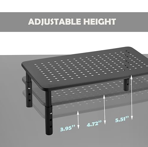 Monitor Stand for Desk Monitor Riser, Adjustable Laptop Riser, Desk Organizer Desktop Printer Laptop Storage Shelf, Mesh Metal Computer Item Stand (2 Pieces)(14.5" Lx9.3 W/Piece) - size: 2 pieces