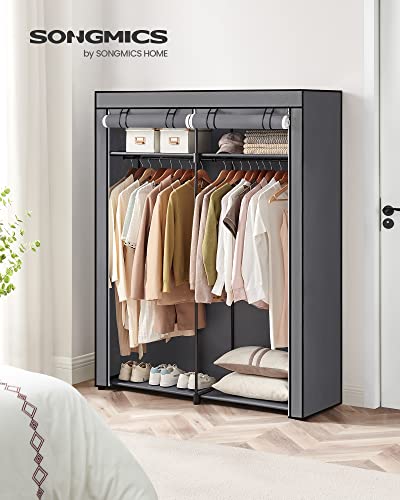 SONGMICS Closet Wardrobe, Portable Closet for Bedroom, Clothes Rail with Non-Woven Fabric Cover, Clothes Storage Organizer, 55.1 x 16.9 x 68.5 Inches, Gray URYG02GY - color: Grey