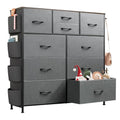 WLIVE Dresser for Bedroom with 10 Drawers, Fabric Dresser Chest of Drawers with Side Pockets and Hooks, Sturdy Metal Frame, Drawers Organizer Unit for Room, Hallway, Dark Gray - color: Dark Gray