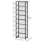 HOOBRO Narrow Shoe Rack for Small Spaces, Slanted Shoe Organizer for Entryway, Slim Angled Shoe Storage Rack for Closet, Space Saving 9 Tier Shoe Shelf Holds 8-16 Pairs, Rustic Brown BF92XJ01 - size: 9 Tier ( 60.6"H)