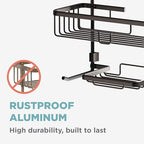 Zenna Home Rustproof Hanging Shower Caddy, Over the Shower Head Caddy with 2 Shelves and Built In Hooks, Aluminum Bathroom Hanging Organizer, Bronze - color: Bronze