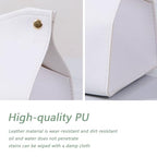 1PCS PU Leather Tissue Box Cover, Rectangle Facial Paper Organizer Dispenser, Modern Tissue Case Holder for Vanity Countertop Nightstands Living Room Office Desk Car (White) - color: White