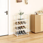 Metal Stackable Small Shoe Rack Organizer, Narrow Shoe Racks for Closets Entryway, Shoe Stand,Shoe Shelf with Handle (4-Tier-White) - size: 4-Tier-White
