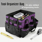 Tool Organizer Tote Bag, Pink and Black, Large Capacity with Adjustable Compartments, Portable Cleaning Storage Caddy, 14.96x10.63x9.06 Inches (Purple) - color: Purple