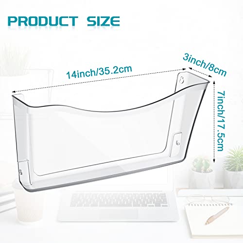 Colarr 6 Pack Expandable Pocket Wall File Holder Plastic Hanging Wall Organizer Space Saving Wallmount File Holder for Office Mail Letter Magazine(Clear) - color: Clear