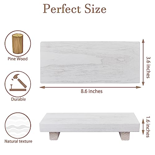 zoocatia Small Wood Tray Pedestal Stand Farmhouse Bathroom Decor Decorative Wooden Riser Kitchen Soap Dish Holder for Vanity, Counter, Sink, White - color: White, size: 8.7" x 3.6" x 1.6"