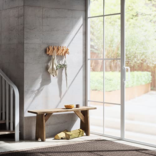 Umbra Picket Coat Rack Wall Mount – 5 Flip-Down Wood Coat Hooks, Modern & Functional Storage, Easy Install Wall Hooks, Natural - color: Natural, size: 5-Hook