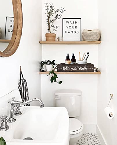 PZJIEAN 2 Sides Brown Funny Sayings Toilet Paper Bathroom Decor Box with Handle, Farmhouse Bathroom Decor Box for Toilet Paper - color: Brown